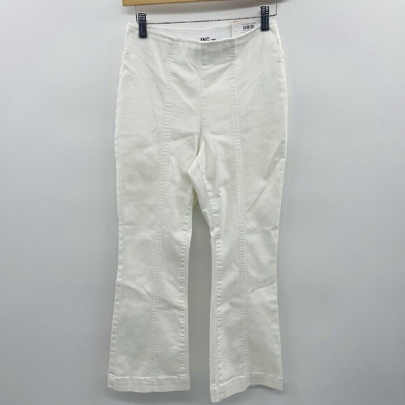 INC International Concepts Womens Size 2 High-Rise Pull-On Flare Crop Jean White - Picture 1 of 8